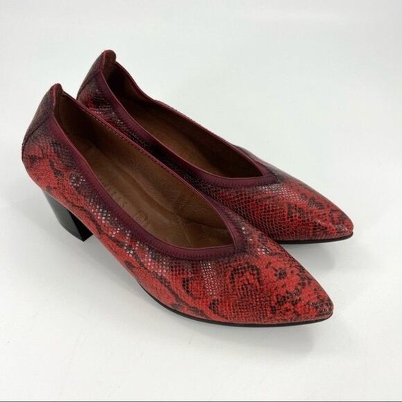 Hispanitas Selene Pointed Toe Leather Pumps Red Snake Size 40 9 US - Picture 7 of 16
